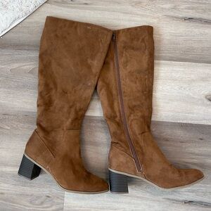 Suede knee high boots